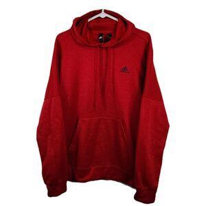 Adidas Red Pullover Hoodie Men's Large Athletic Training Sweatshirt Logo